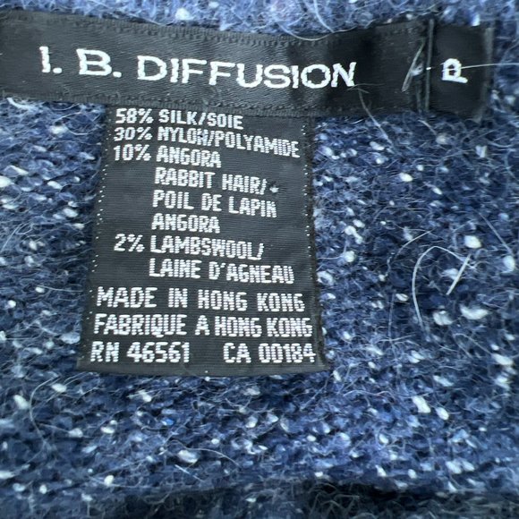 I.B. Diffusion Long Sleeve Silk Blend Cowl Neck Sweater Blue Pullover Size P - Picture 6 of 7